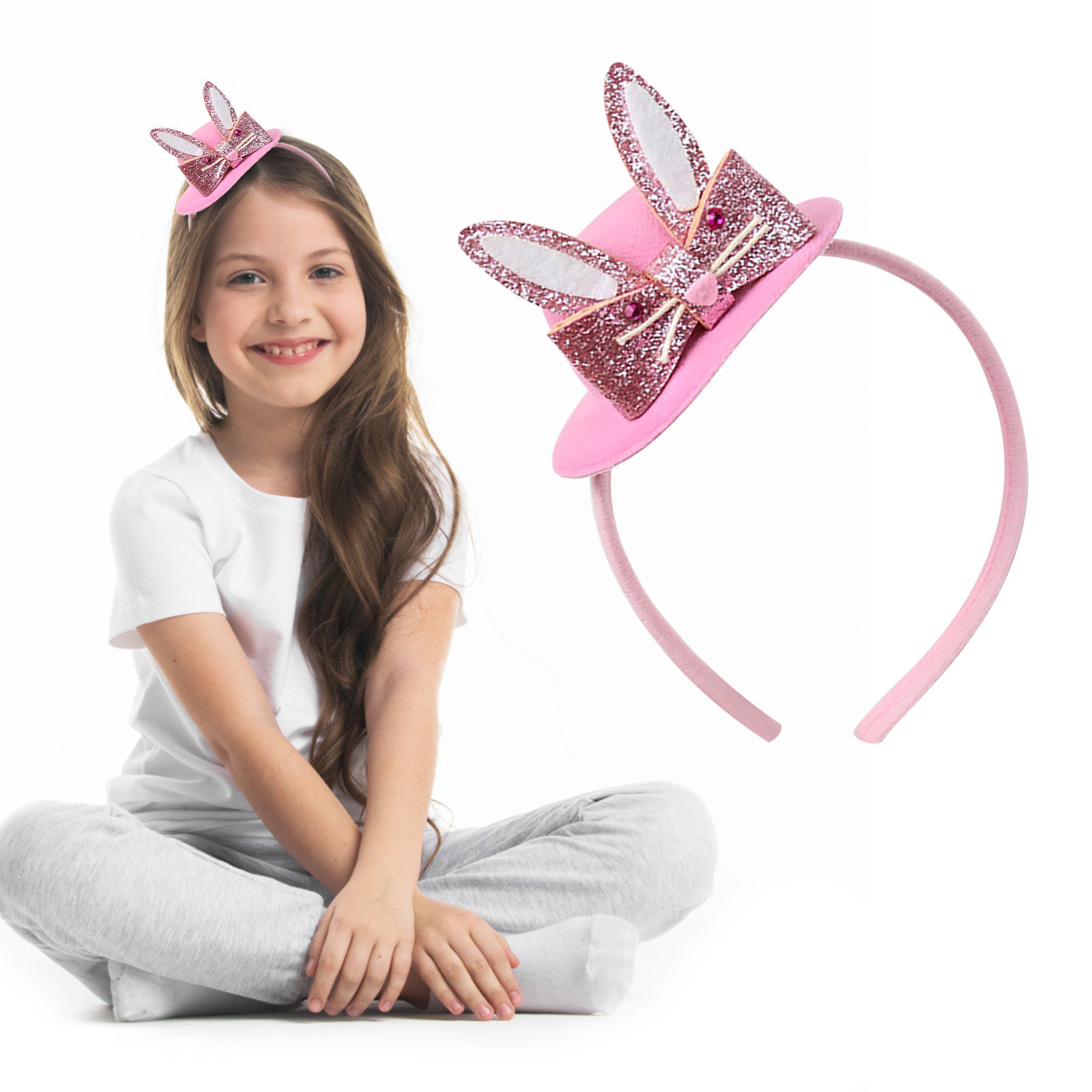 hengsof Easter Party Headband Felt Easter Bunny Ears Head Bunny Ears Headwear Photo Booth Props for Easter Party Decorations Favors Costume Accessories